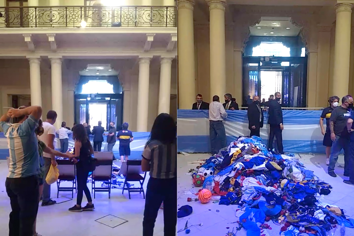 El descontrol dentro de la Casa Rosada obligó a las autoridades a trasladar el féretro de Diego Maradona del salón donde lo velaron 