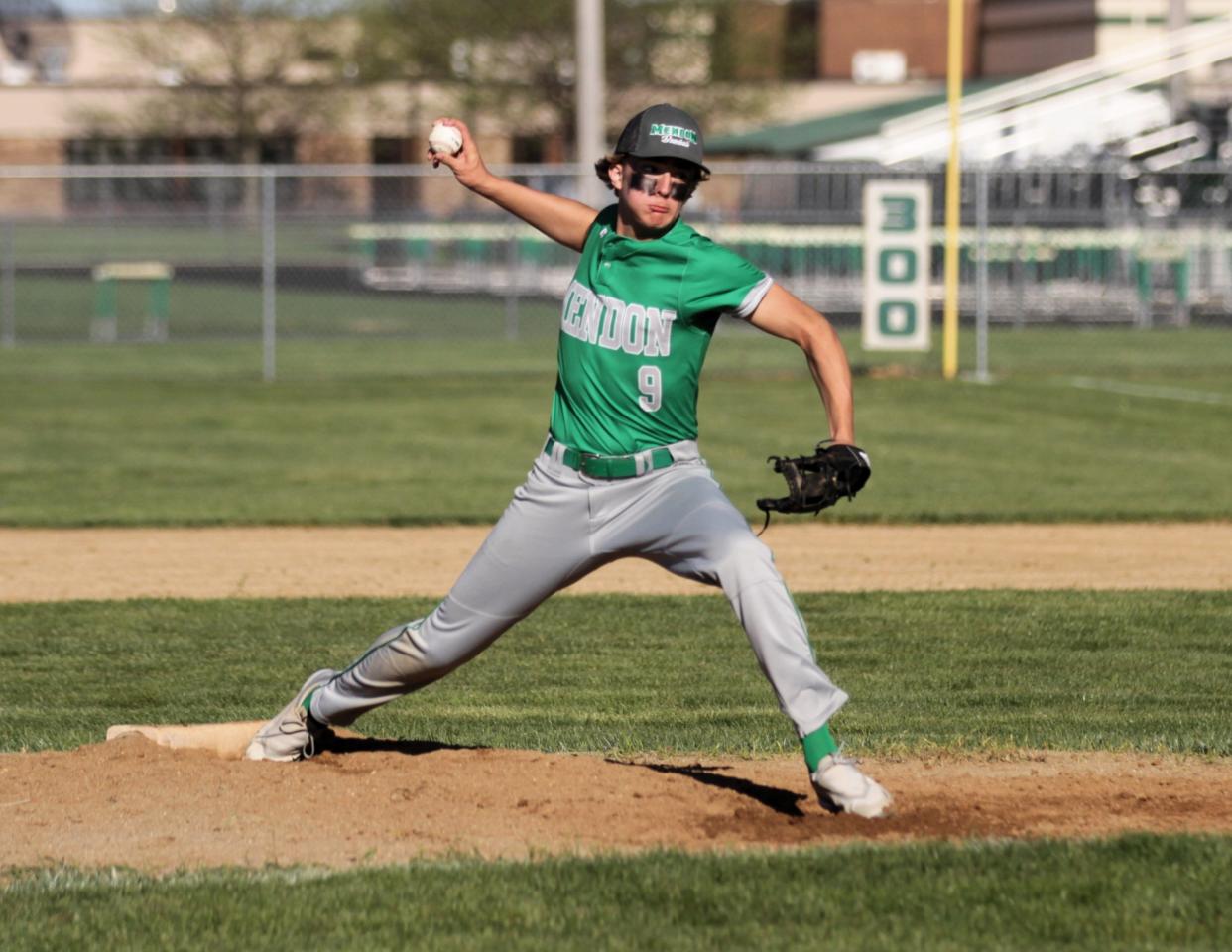 Brayden Crites struck out seven batters to pick up a win for Mendon.