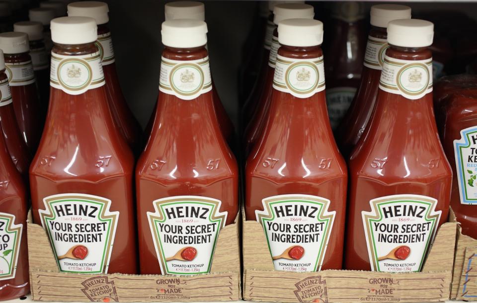 Bottles of H.J. Heinz Co. Tomato Ketchup on February 15, 2013 in London, England. (Getty Images)