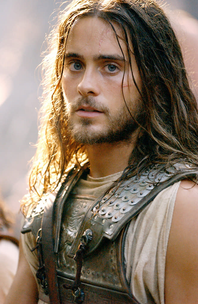 <b>'Alexander'</b><br> Leto wore his locks long and light for 2004's "Alexander." Kind of Brad Pitt-like, eh?