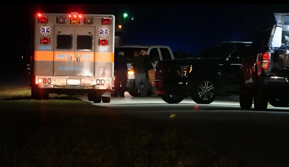 PHOTO: First responders are shown at the scene where Phonesia Machado-Fore's body was found in Dillon County, South Carolina, on March 16, 2024. (WPDE)