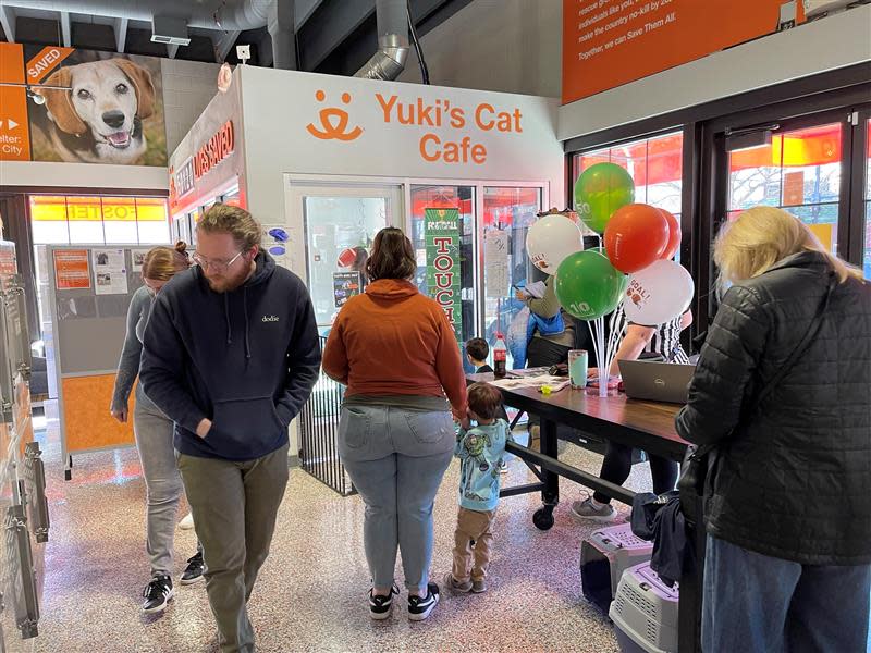 Patrons walk inside of the Salt Lake City location of Best Friends Animal Society on Feb. 11, 2024. The location was offering no-fee pet adoptions until Feb. 14. (KTVX/Jose Tabares)