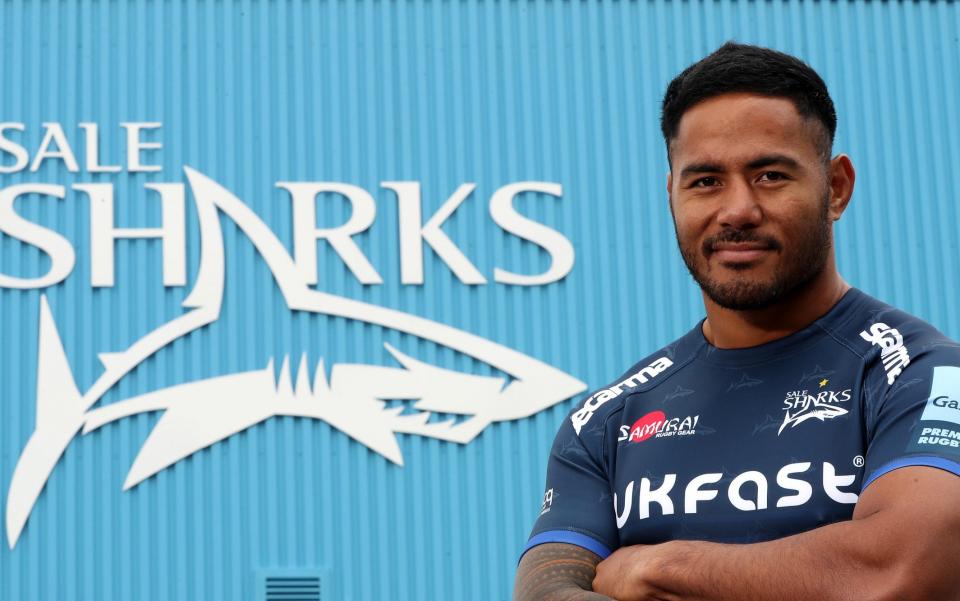 Manu Tuilagi of Sale Sharks poses at their Carrington Training Ground - Getty Imahes