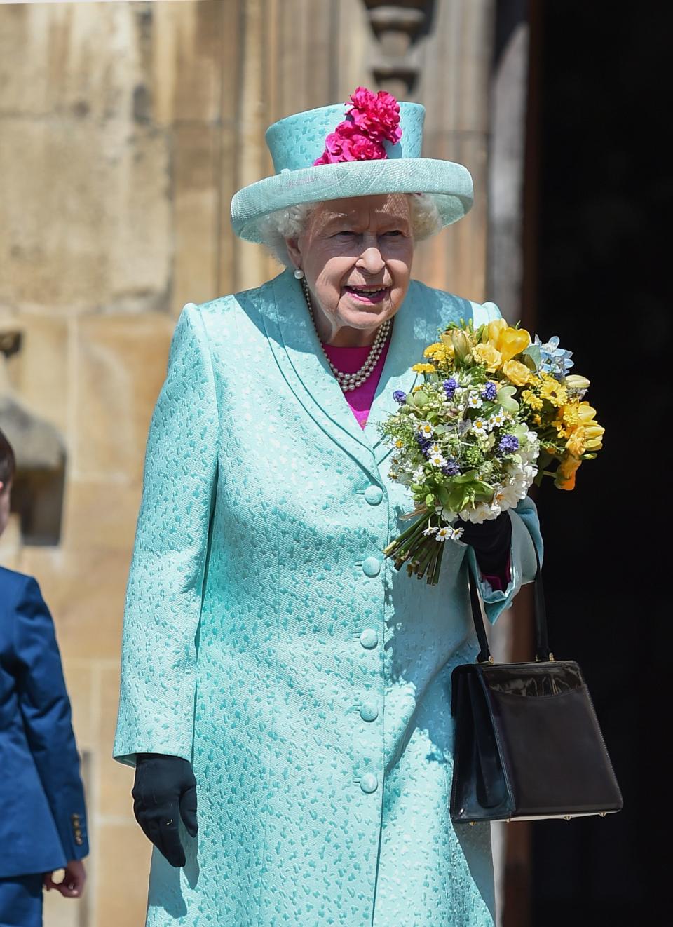 Queen Elizabeth II departs the Easter Sunday service at St George's Chapel on April 21, 2019, in Windsor, England.