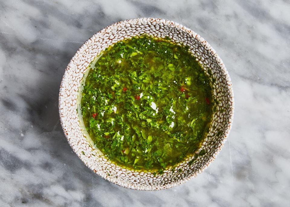 Chimichurri sauce makes grilled chicken taste even better.