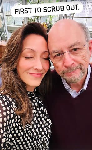 <p>Christina Chang/Instagram</p> Christina Chang bids farewell to fellow castmember Richard Schiff on his final day on set.