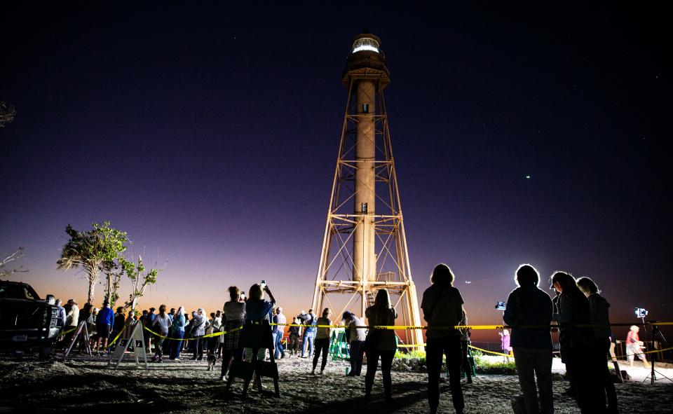 The Sanibel Lightlight, or Sanibel Light, as some people refer to it, glows again on Tuesday, Feb. 28, 2023.