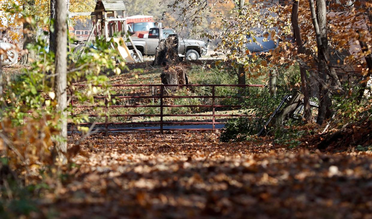 This 2022 file photo shows the gate where Abby Williams and Libby German were dropped off at the Monon High Bridge Trail in Delphi,  Ind., on Feb. 13, 2017. The two were found murdered the following day.