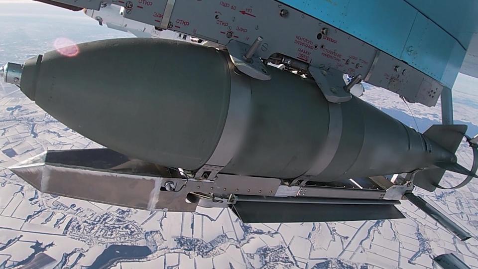 Image of a  FAB-500 bomb taken from a Russian Su-34 bomber.