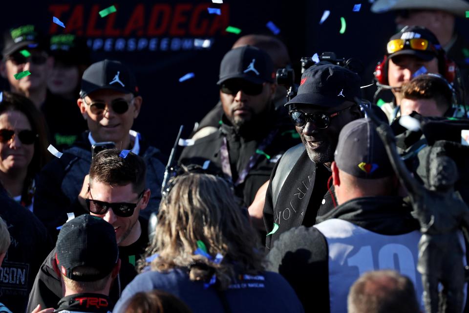 Michael Jordan practically floated into Talladega's Victory Lane Sunday.