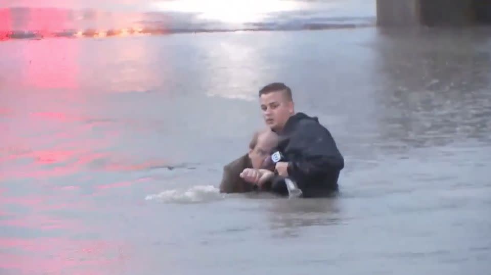 Steve Campion rushed into the floodwater to help rescue the man. Photo: ABC13