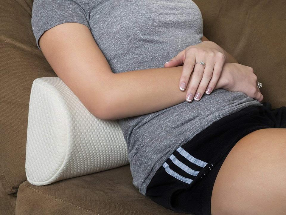 Perfect for all of you out there who love having that extra cushion around your knees when you sleep, allowing air to flow more between your legs.<br /><br /><strong>Promising review:</strong> "It's such a relief to have this! I've been folding a pillow in half to put under my knees for my lower back pain/sciatica, and this is 100x better. I used it within 12 hours of getting it &mdash; didn't notice a smell and it was firm and full enough for me. The manufacturer does note that it takes up to 48 hours to decompress." &mdash; <a href="https://www.amazon.com/gp/customer-reviews/R37YQO5Y6149RI?&amp;linkCode=ll2&amp;tag=huffpost-bfsyndication-20&amp;linkId=9642211c0aedf50b2f452d02bba2c51c&amp;language=en_US&amp;ref_=as_li_ss_tl" target="_blank" rel="noopener noreferrer">Xanthe</a><br /><br /><strong><a href="https://www.amazon.com/dp/B07KLSZLFM?&amp;linkCode=ll1&amp;tag=huffpost-bfsyndication-20&amp;linkId=de76601d07ad69aebd68efb0c9f7cc8e&amp;language=en_US&amp;ref_=as_li_ss_tl" target="_blank" rel="noopener noreferrer">Get it from Amazon for $22.87+ (available in three sizes).</a></strong>