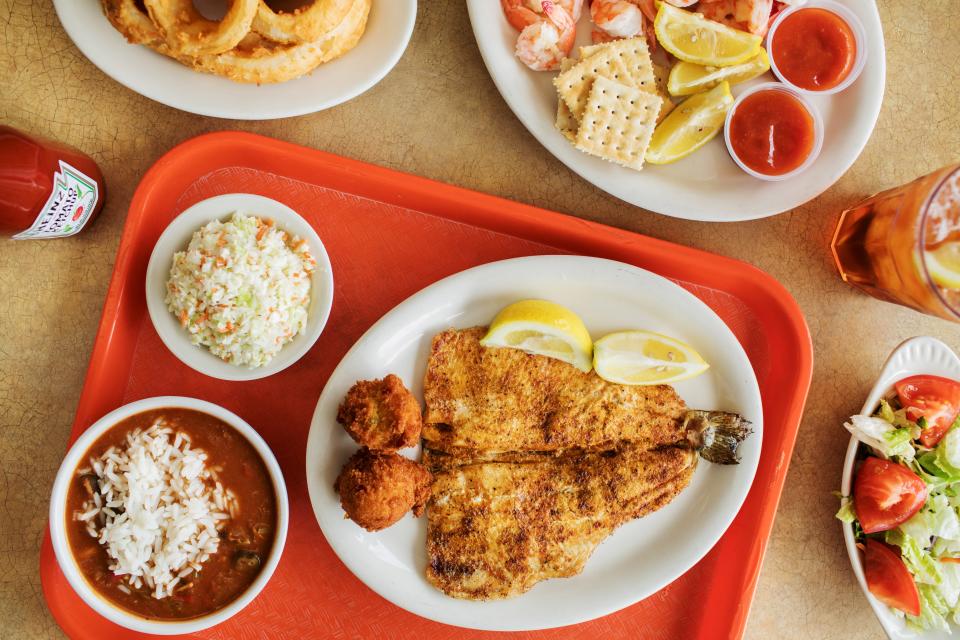 Fresh flounder, rainbow trout, and hushpuppies where you’d least expect them.