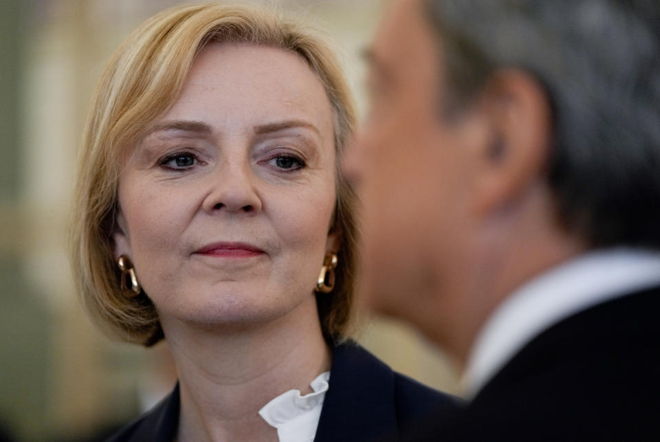 Prime Minister Liz Truss and Prime Minister of Italy Mario Draghi during the European Political Community (EPC) summit at Prague Castle in Prague, Czech Republic Picture date: Thursday October 6, 2022.