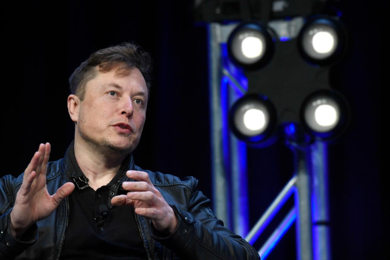 Tesla and SpaceX Chief Executive Officer Elon Musk speaks at the SATELLITE Conference and Exhibition in Washington on March 9, 2020.  