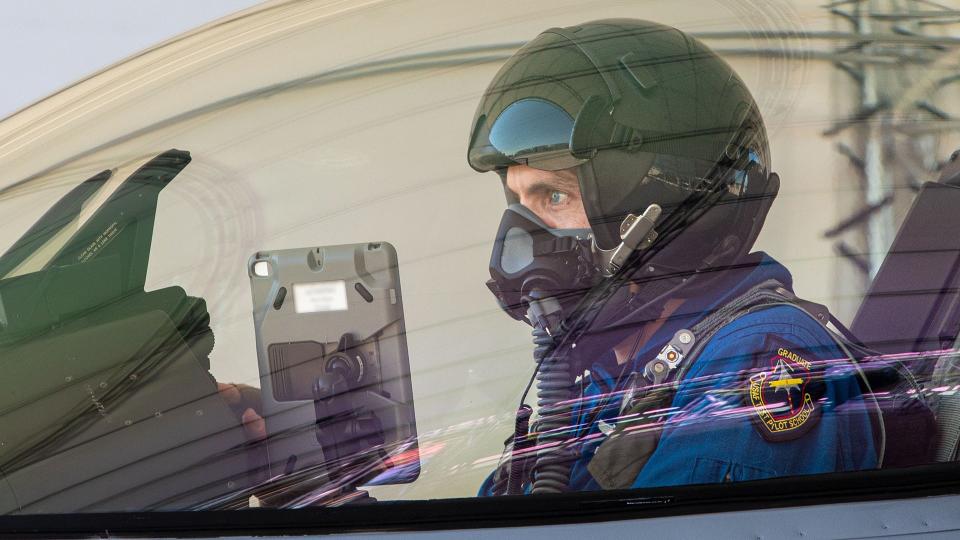 Ryan Blake in the cockpit of a Block 70 F-16. <em>Lockheed Martin</em>