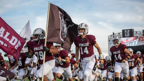 PHOTO: The Uvalde High School Coyotes played and won their first home game of the season in Uvalde, Texas, Sept. 2, 2022.   (Kat Caulderwood/ABC News)