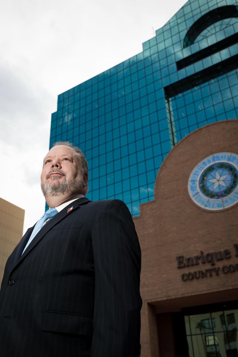 DA Bill Hicks stands for a portrait at the outside the El Paso County Court House on Thursday, July 6, 2023.