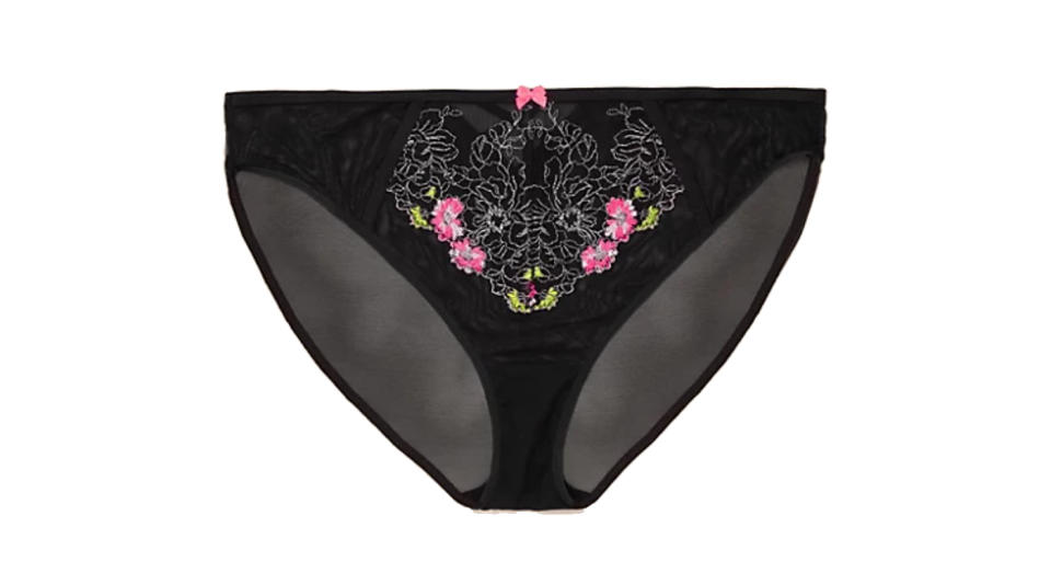 Floral Tattoo Embroidered High Leg Knickers