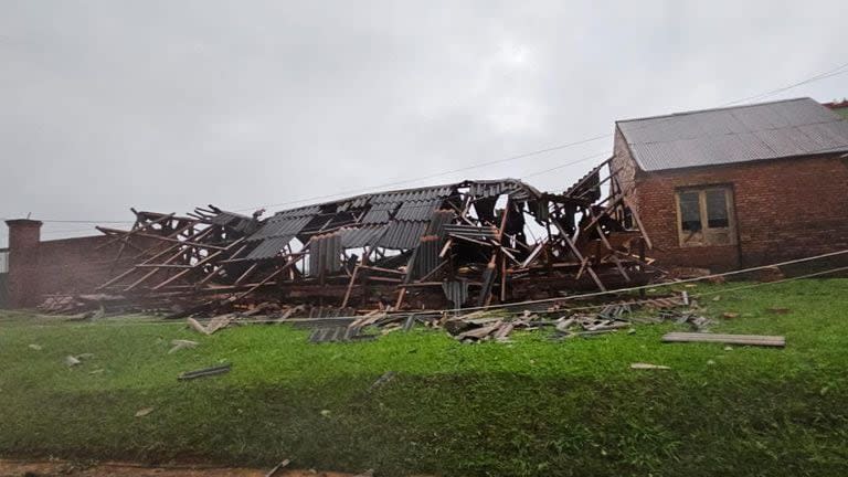 El fuerte viento tumbó un tinglado