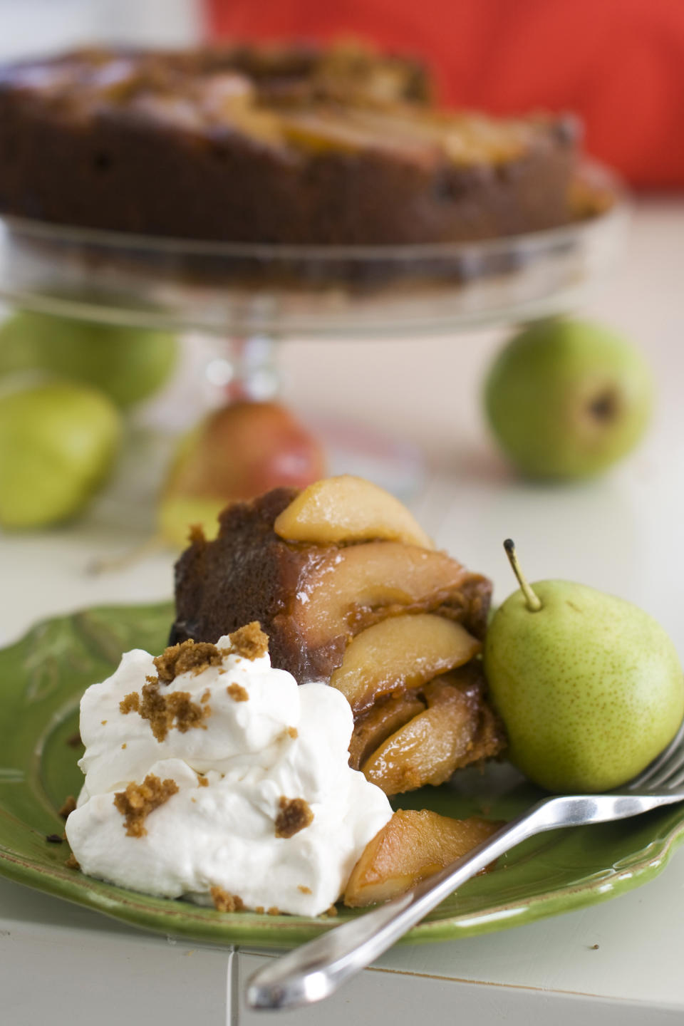 In this image taken on November 12, 2012, lemon pear upside-down gingerbread cake is shown in Concord, N.H. (AP Photo/Matthew Mead)