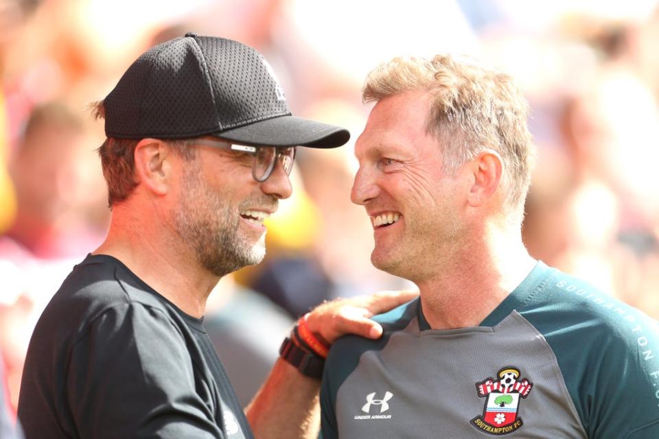 Southampton manager Ralph Hasenhuttl, right, says it is a pleasure to pit his wits against Jurgen Klopp (Steven Paston/PA) (PA Archive)