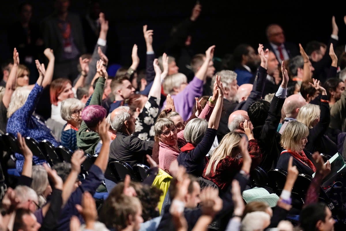 Delegates take part in voting on day two of the Labour Party Conference  (Getty Images)