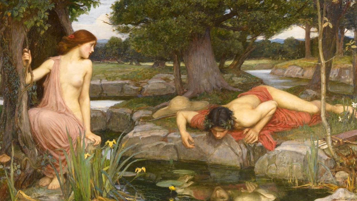 'Eco y Narciso' (1903), de John William Waterhouse. <a href="https://commons.wikimedia.org/wiki/File:John_William_Waterhouse_-_Echo_and_Narcissus_-_Google_Art_Project.jpg" rel="nofollow noopener" target="_blank" data-ylk="slk:Wikimedia Commons;elm:context_link;itc:0;sec:content-canvas" class="link ">Wikimedia Commons</a>, <a href="http://creativecommons.org/licenses/by/4.0/" rel="nofollow noopener" target="_blank" data-ylk="slk:CC BY;elm:context_link;itc:0;sec:content-canvas" class="link ">CC BY</a>