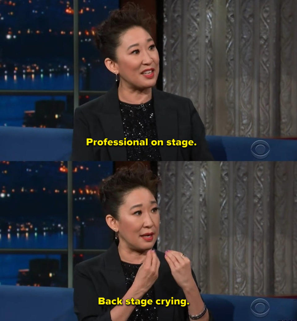 Sandra Oh: "Professional on stage and back stage crying"