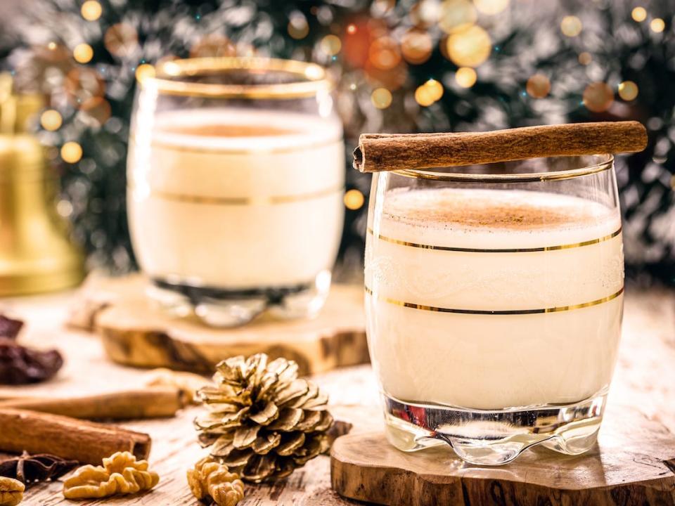 Coquito looks similar to eggnog but uses different spices and ingredients.