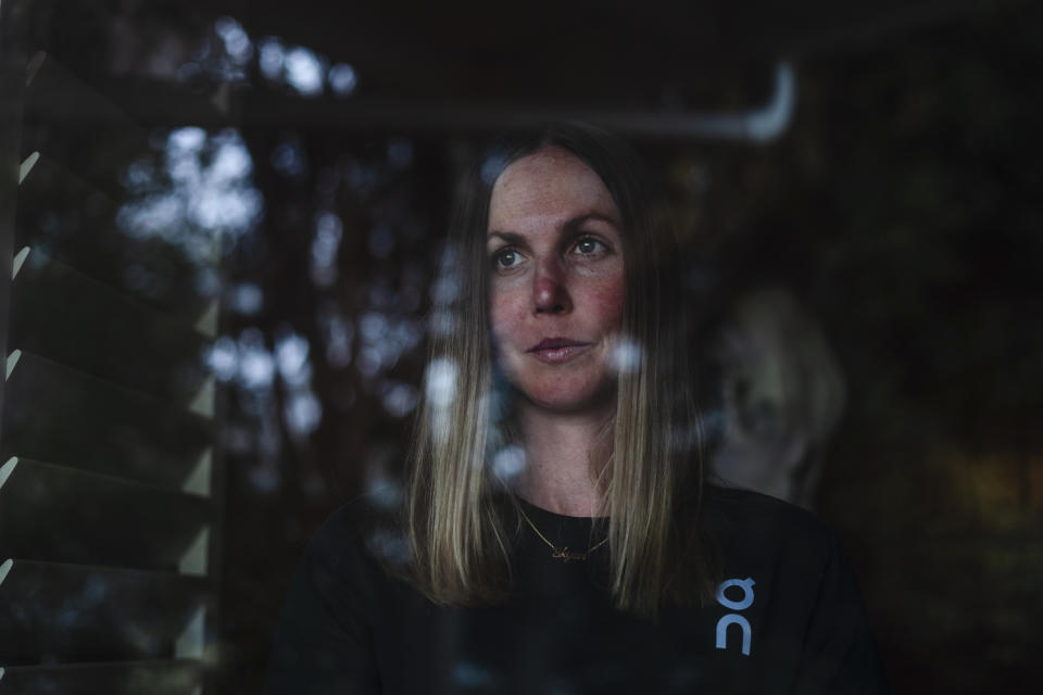 La triatleta Chelsea Sodaro en Encinitas, California, el 29 de marzo de 2023. (Ariana Drehsler/The New York Times)
