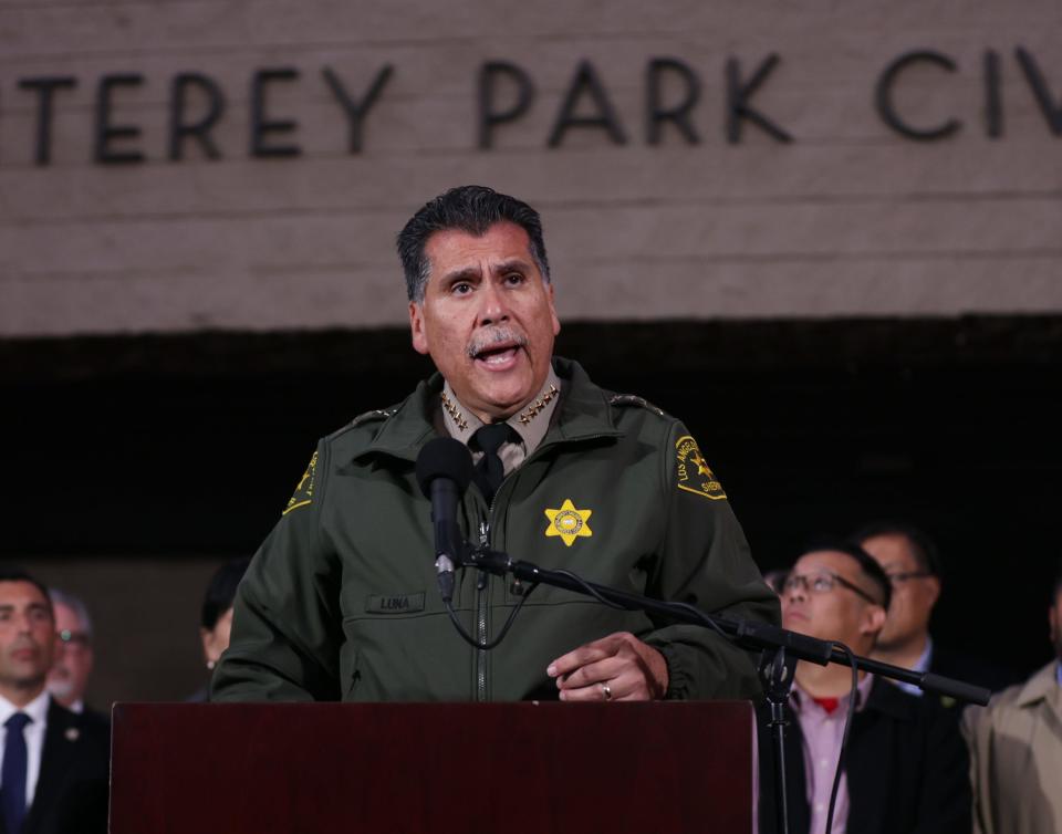Los Angeles County Sheriff Robert Luna briefs the media during a January 2023 press conference.