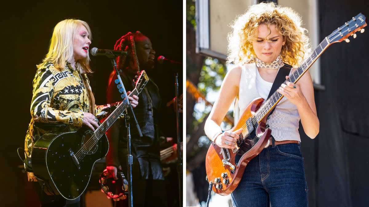  Left - Nancy Wilson of Heart opens for Styx at Abbotsford Centre on October 06, 2022 in Abbotsford, British Columbia, Canada; Right - Grace Bowers performs during 2023 Austin City Limits Music Festival at Zilker Park on October 15, 2023 in Austin, Texas. 