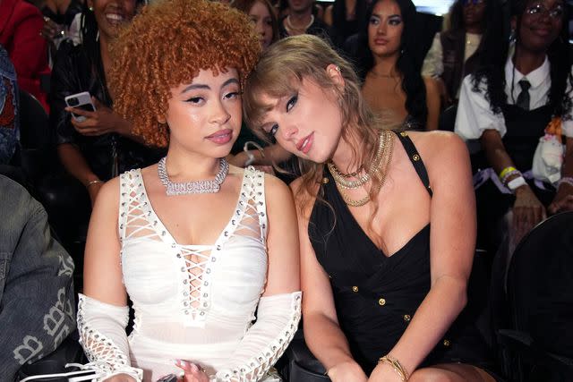 <p>Jeff Kravitz/Getty</p> Swift and her boyfriend Kelce watched Ice Spice perform at the festival along with other musical guests
