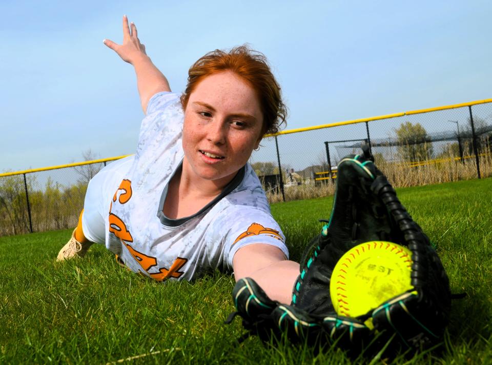 Zeeland East's Jaiden Lee has become a star softball player with her stellar defense in the outfield.