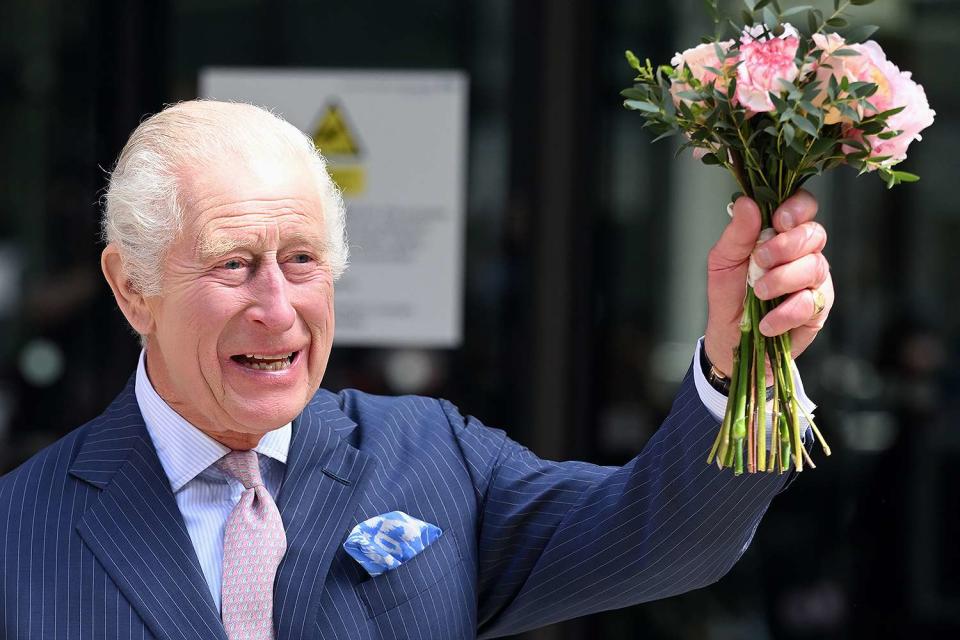 <p>Karwai Tang/WireImage</p> King Charles leaves University College Hospital Macmillan Cancer Centre in London on April 30, 2024