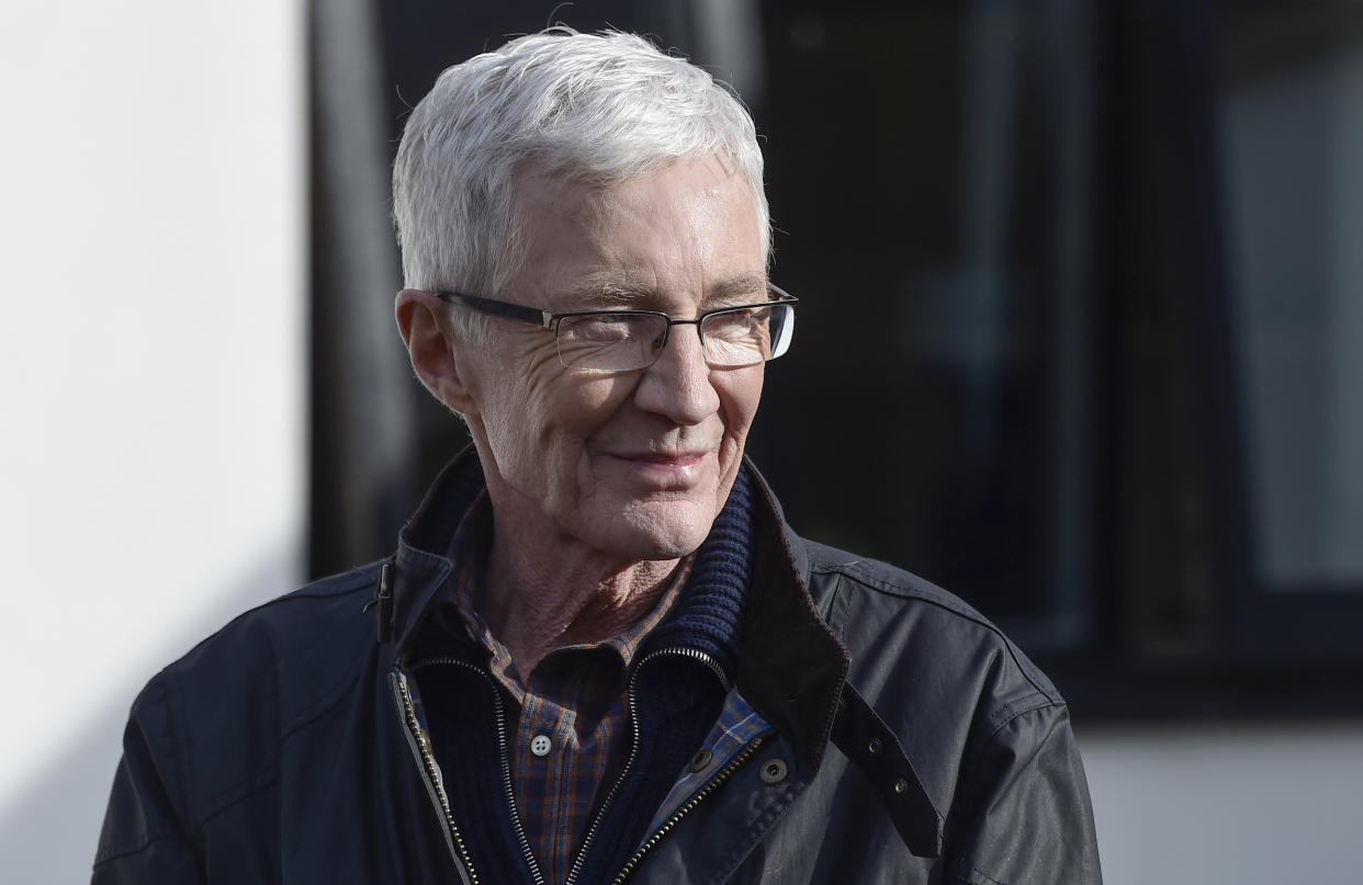 Paul O’Grady during a visit to Battersea Brand Hatch Centre with Camilla, Duchess of Cornwall on February 2, 2022 in Ash, England. (Photo by Stuart C. Wilson - WPA Pool/Getty Images)