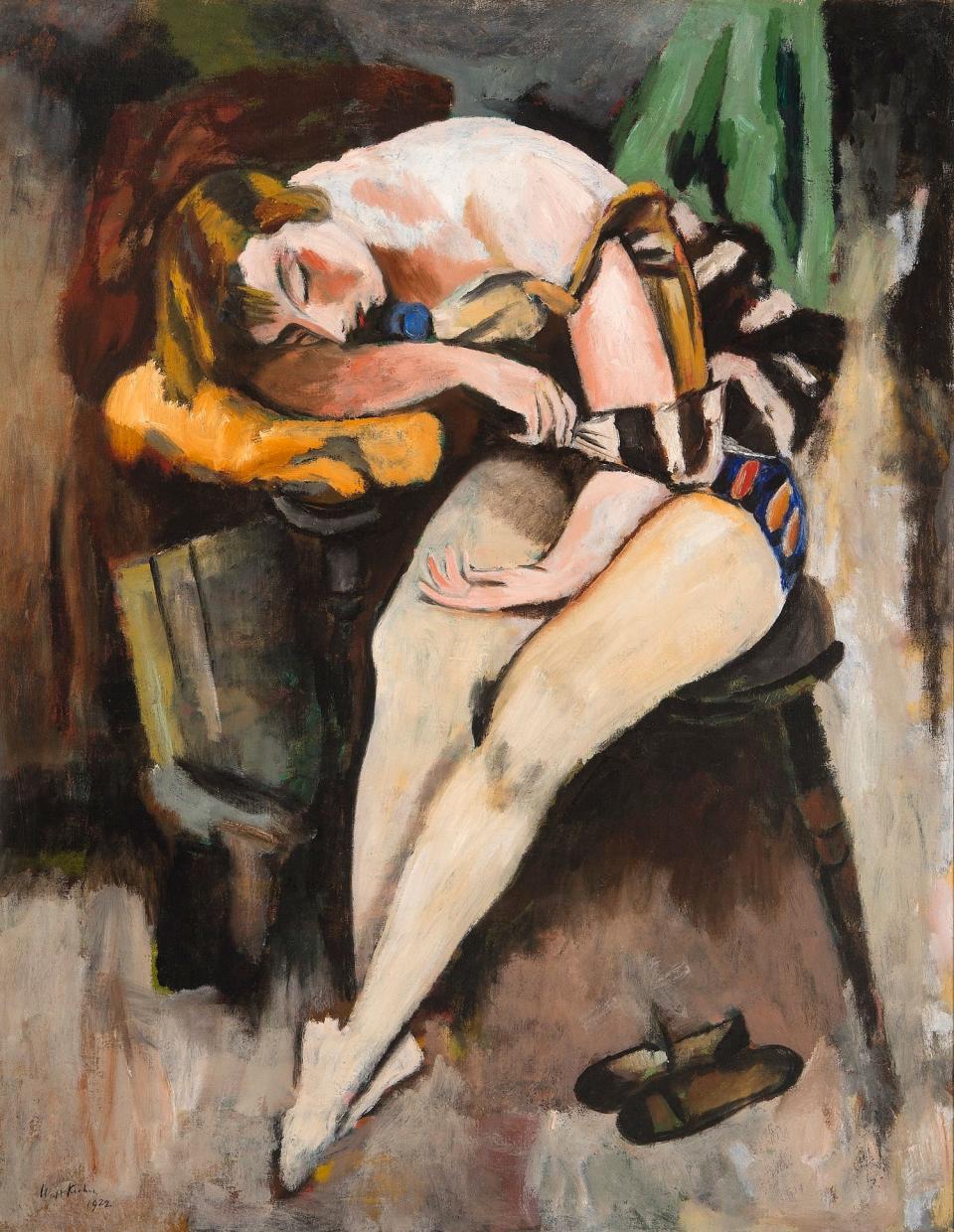 This painting by Walt Kuhn (1877–1949) is titled "Sleeping Girl" and was created in 1922.