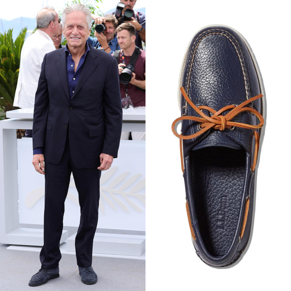 Dimitri Rassam next to a pair of boat shoes that look similar to the ones he was wearing at Cannes Film Festival