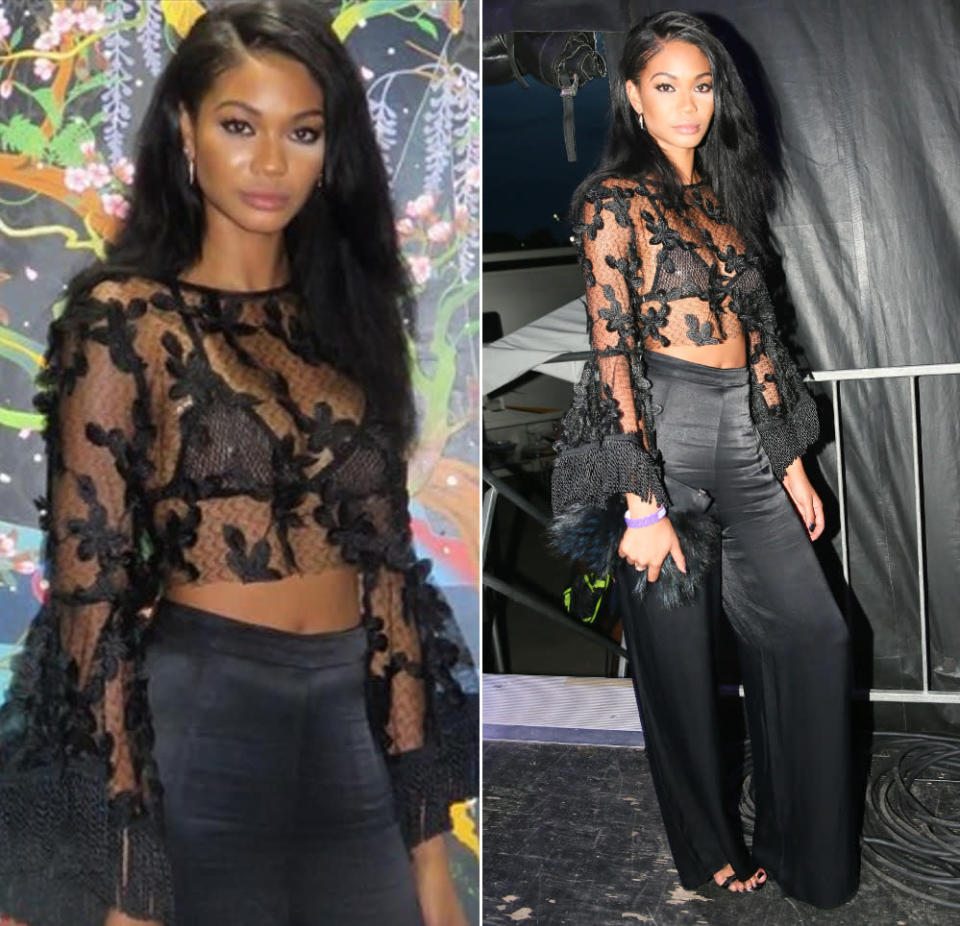 Topmodel Chanel Iman feierte diese Woche mit sexy BH-Look und – leider – viel zu viel Concealer um die Augenpartie auf dem Bacardi-Event in der New Yorker Bronx. (11. August 2016, Bilder: Rex Features, Instagram/chaneliman)