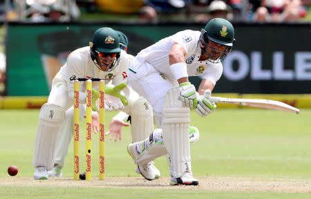 Cricket - South Africa vs Australia - Second Test - St George's Park, Port Elizabeth, South Africa - March 10, 2018. South AfricaÕs Dean Elgar plays a shot. REUTERS/Mike Hutchings