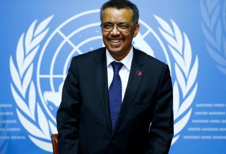 Newly elected Director-General of the World Health Organization (WHO) Tedros Adhanom Ghebreyesus attends a news conference at the United Nations in Geneva, Switzerland, May 24, 2017.  REUTERS/Denis Balibouse