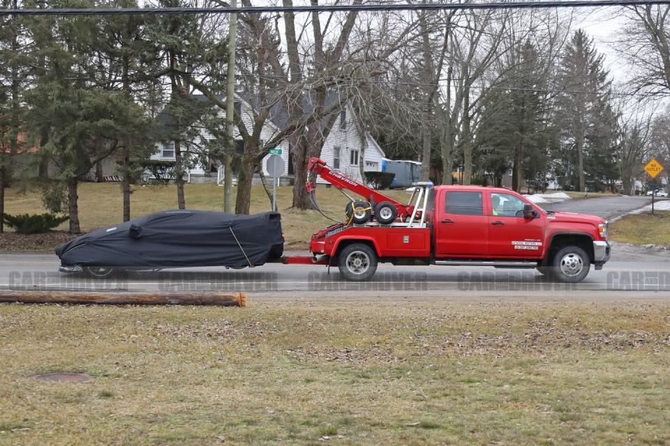 <p>Hey, sometimes with prototypes, things go wrong. For this C8 Corvette test mule, things went way wrong-and it broke down in a gas-station parking lot, where GM engineers threw a cover over the stricken C8 before having it towed away. We were there with cameras. Maybe the Corvette is as tired of waiting for its reveal as we're getting!</p>