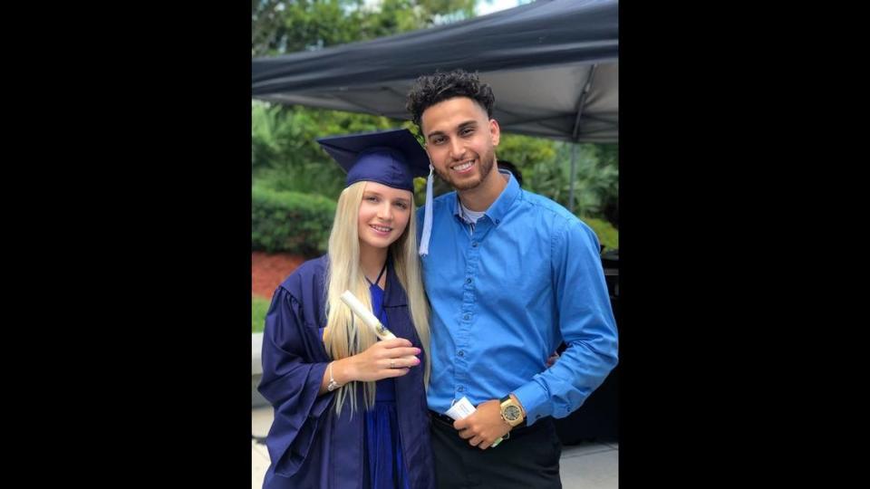 Melissa Gonzalez, 22, graduated from Florida International University in summer 2019. Here she’s with boyfriend Julian Veliz.