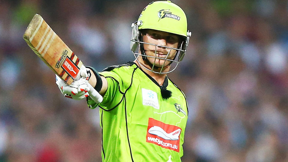 David Warner, pictured here in action for the Sydney Thunder in the BBL in 2013.
