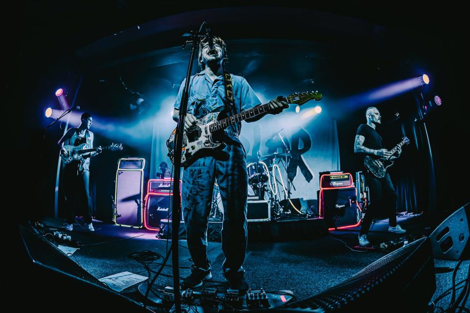 FIDLAR consists of members Zac Carper (vocals, guitar), Brandon Schwartzel (bass), Max Kuehn (drums) and newest addition, touring guitarist Michael Crain. The band will perform at Pappy and Harriet's in Pioneertown, Calif., on Dec. 15, 2023.