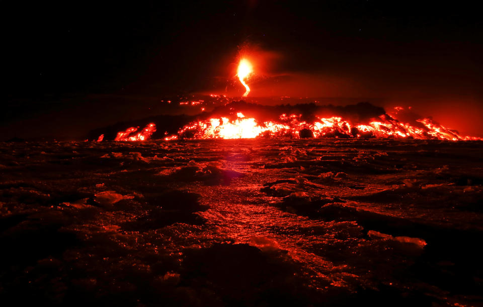 Italy's Mount Etna, Europe's tallest and most active volcano, spews lava as it erupts on the southern island of Sicily, Italy February 28, 2017. Picture taken February 28, 2017. REUTERS/Antonio Parrinello     TPX IMAGES OF THE DAY