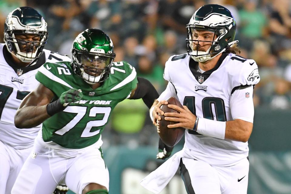 Eagles backup QB Gardner Minshew (10) provides solid insurance behind starter Jalen Hurts.