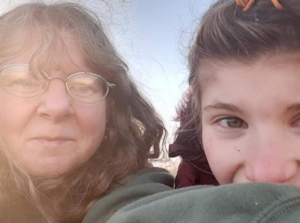 Lorna Fillingham, 50, with her 12-year-old daughter Emily-May