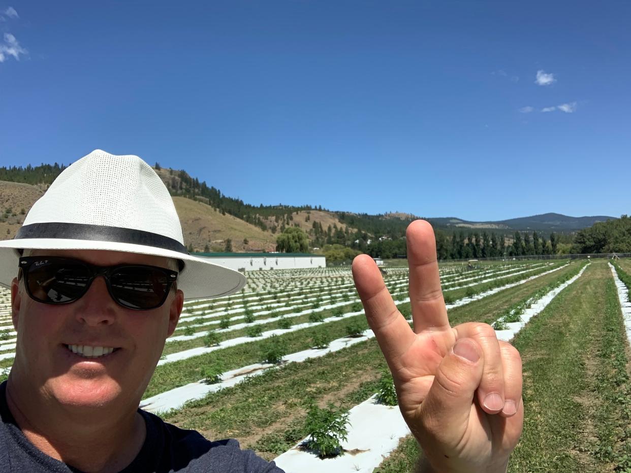 Bill Bilton, pictured on June 25. Behind him is two weeks’ worth of crop growth. ( Ashleigh Stewart)